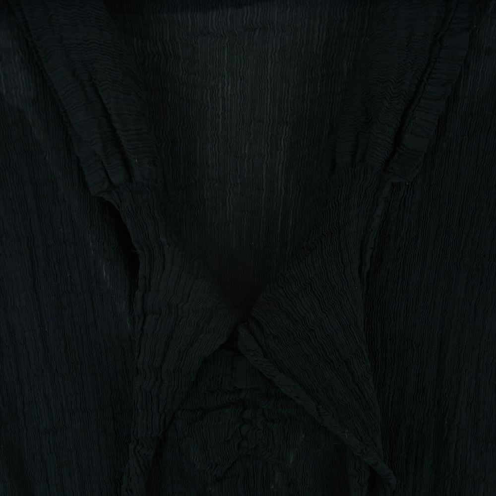 ISSEY MIYAKE イッセイミヤケ me ミー MI73FK112 シワ加工 襟リボンデザイン ノースリーブ ブラウス カットソー ブラック系 -【中古】