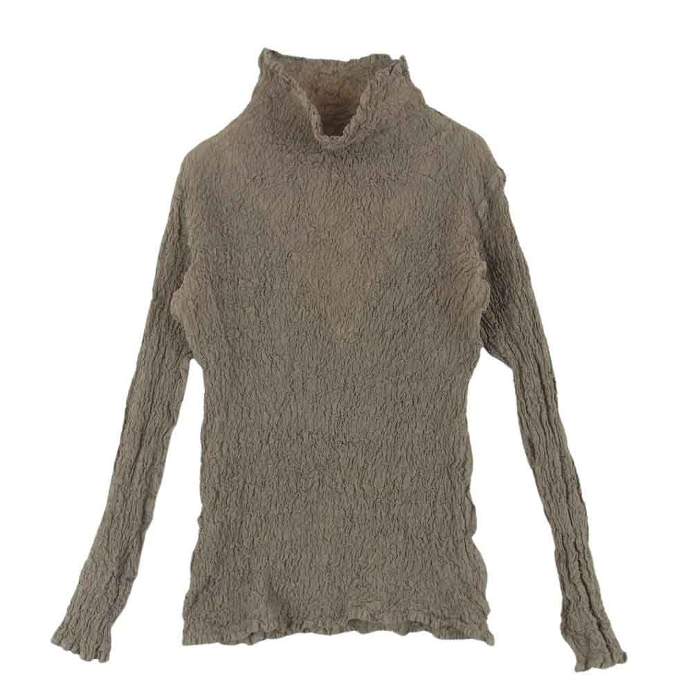 ISSEY MIYAKE イッセイミヤケ MI12FM454 me ミー MI12FM454 カリフラワー パラシュート シワ加工 タートルネック 長袖 カットソー プルオーバ― グレイッシュブラウン系 -【中古】