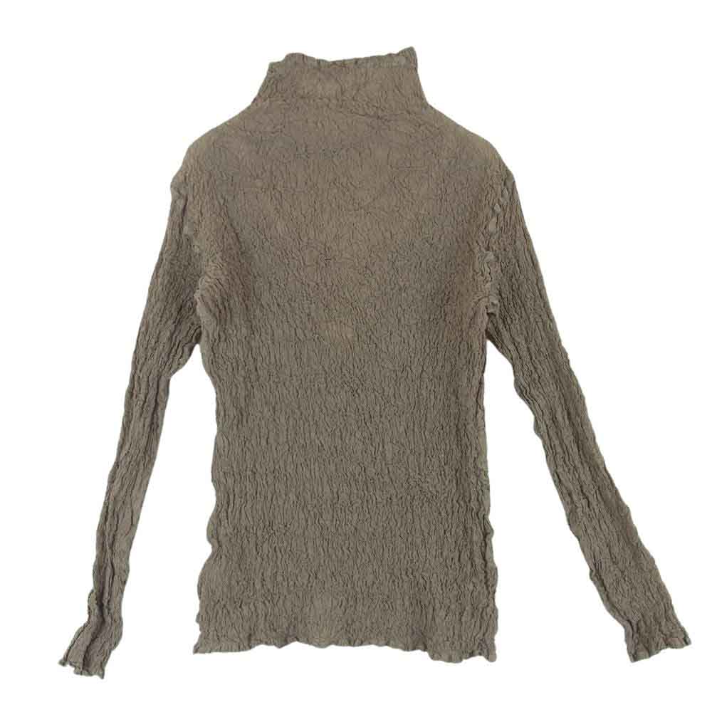 ISSEY MIYAKE イッセイミヤケ MI12FM454 me ミー MI12FM454 カリフラワー パラシュート シワ加工 タートルネック 長袖 カットソー プルオーバ― グレイッシュブラウン系 -【中古】