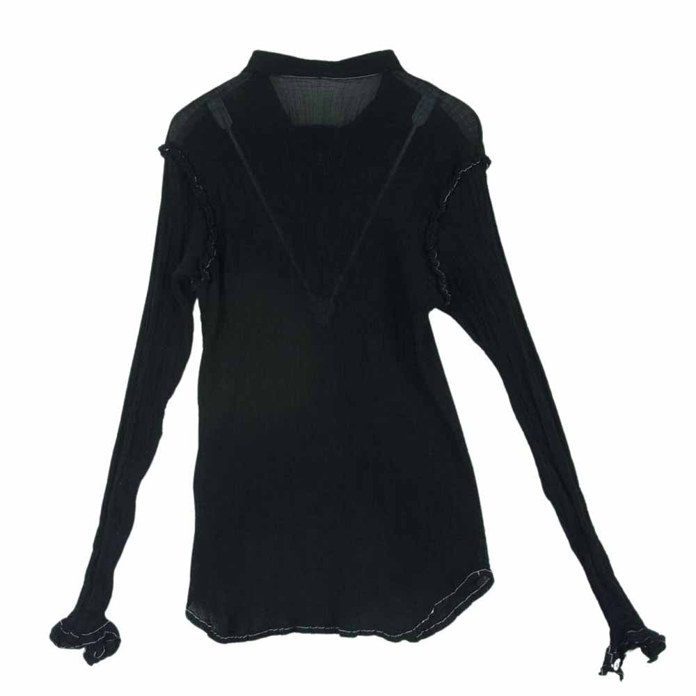 ISSEY MIYAKE イッセイミヤケ MI63FJ411 me ミー ステッチデザイン シワ加工 ポケット付き 長袖 シャツ ブラウス ブラック系 -【中古】