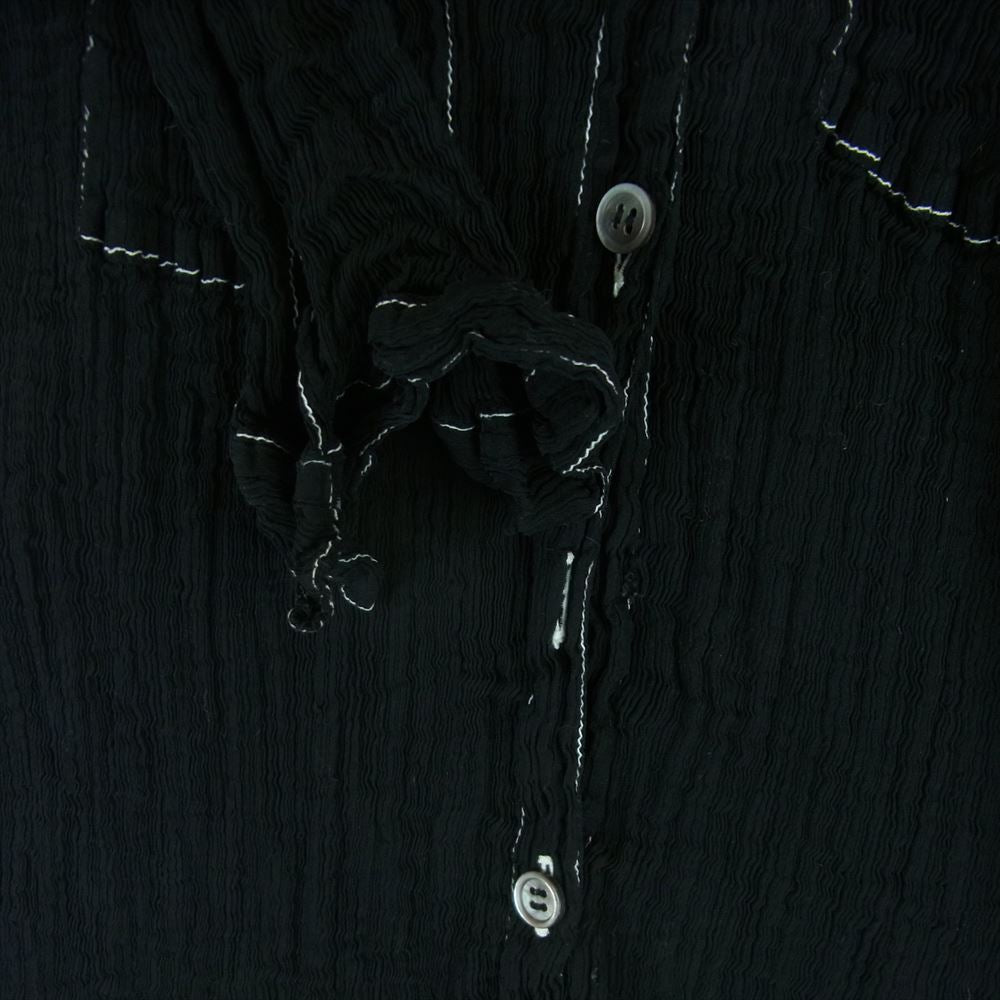 ISSEY MIYAKE イッセイミヤケ MI63FJ411 me ミー ステッチデザイン シワ加工 ポケット付き 長袖 シャツ ブラウス ブラック系 -【中古】