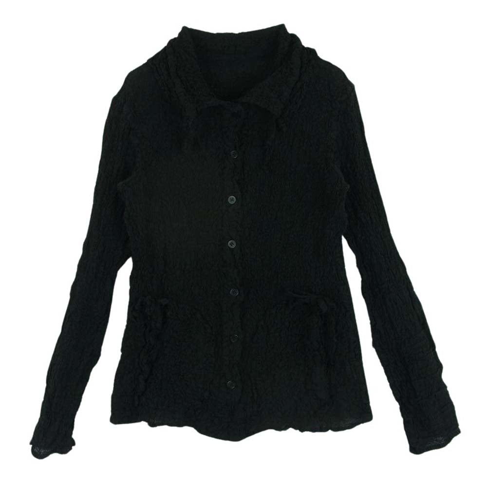 ISSEY MIYAKE イッセイミヤケ MI92FK128 me ミー カリフラワー シワ加工 ポケット付 長袖 シャツ ブラウス ブラック系 -【中古】