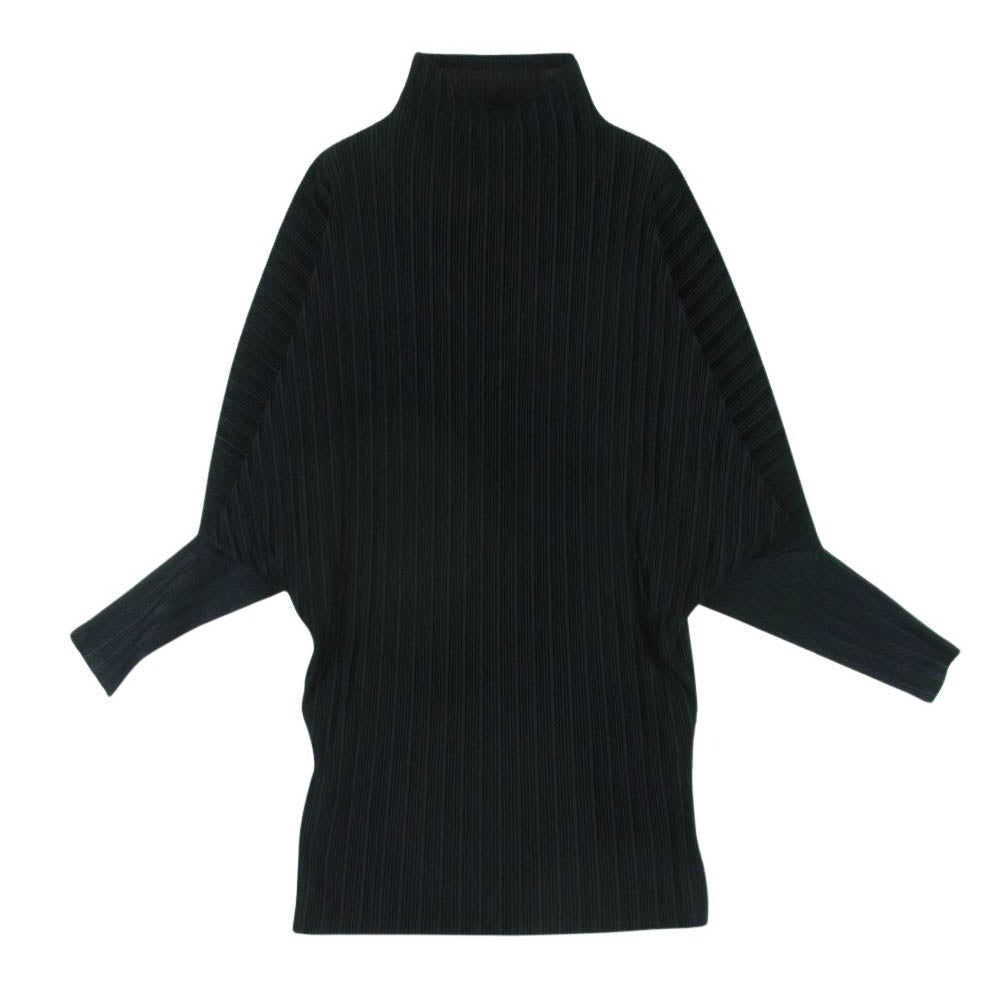 PLEATS PLEASE プリーツプリーズ イッセイミヤケ PP21-FT355 細プリーツ加工 ハイネック ボトルネック プルオーバ― カットソー ブラック系 3【中古】