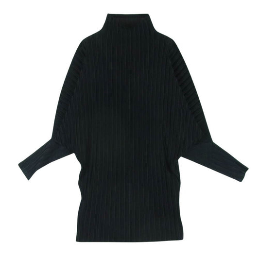 PLEATS PLEASE プリーツプリーズ イッセイミヤケ PP21-FT355 細プリーツ加工 ハイネック ボトルネック プルオーバ― カットソー ブラック系 3【中古】