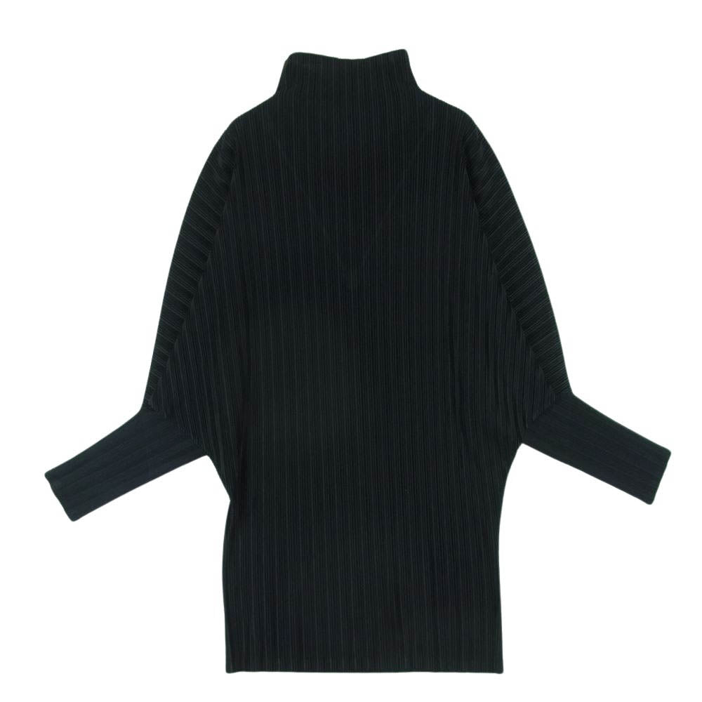 PLEATS PLEASE プリーツプリーズ イッセイミヤケ PP21-FT355 細プリーツ加工 ハイネック ボトルネック プルオーバ― カットソー ブラック系 3【中古】
