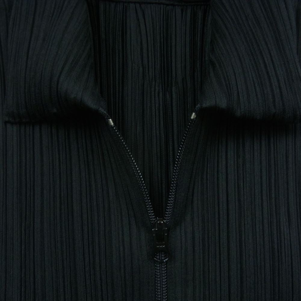 PLEATS PLEASE プリーツプリーズ イッセイミヤケ PP12-JE182 細プリーツ加工 フルジップ 襟付き ベスト ジャケット ブラック系 3【中古】