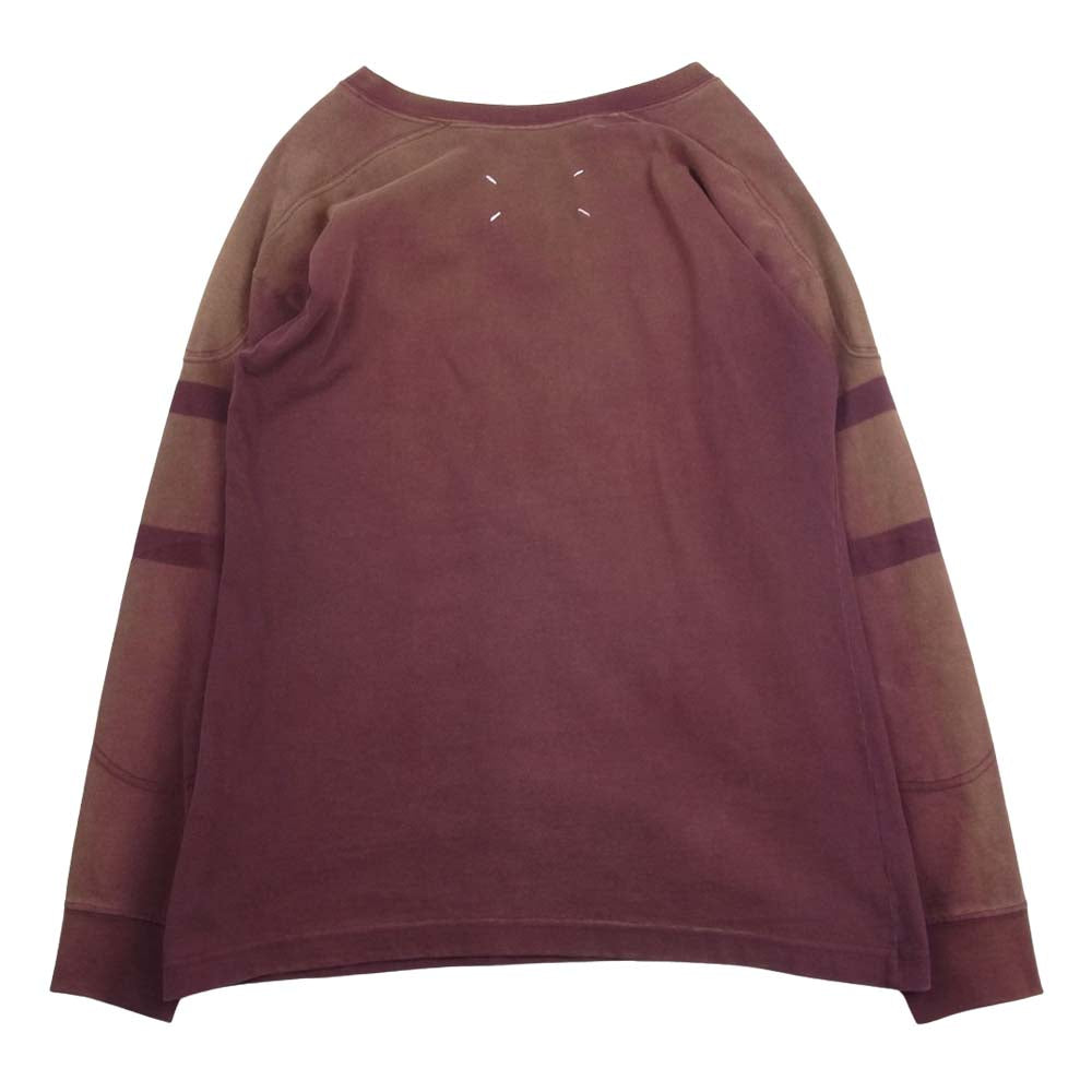 MAISON MARGIELA メゾンマルジェラ 21AW S50GC0662 S23986 国内正規品 USED ユーズド 加工 エルボーパッチ 長袖 フットボール Tシャツ カットソー エンジ系 46【中古】