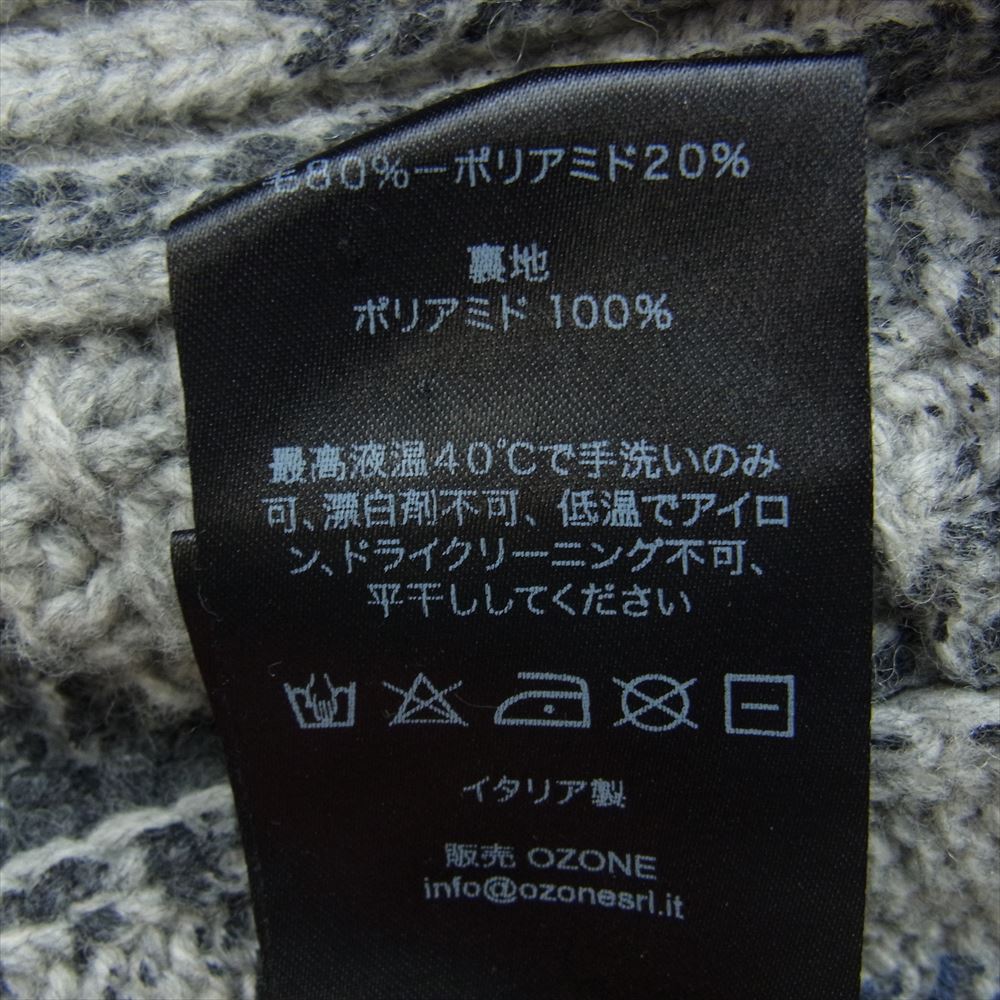 バーク チェック ウール ニット ダッフル コート グレー系 L【中古】
