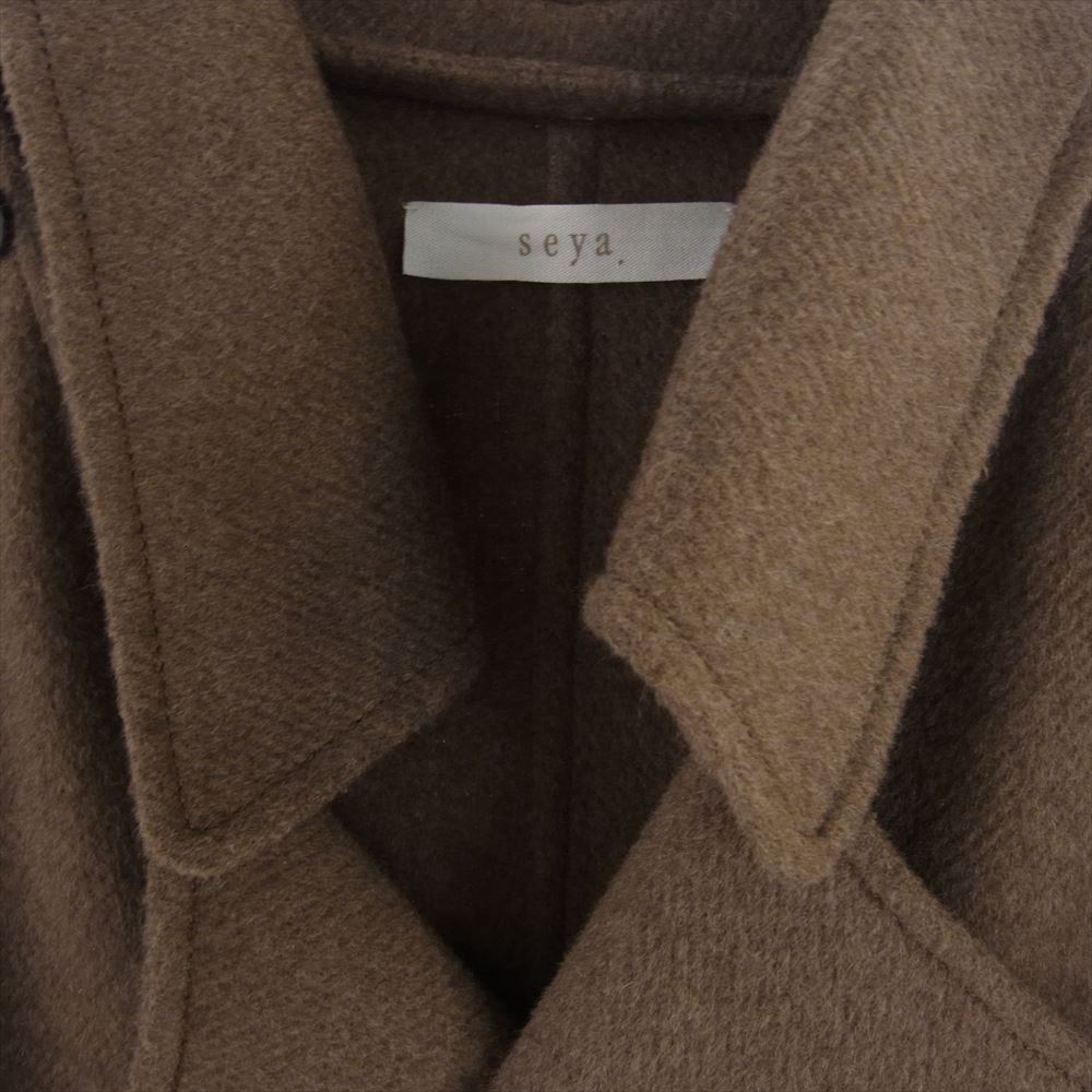 セヤ DOUBLE-FACE YAK COAT ダブルフェイス 襟着脱可能 デタッチャブルカラー 2way ヤク コート ブラウン系 L【美品】【中古】