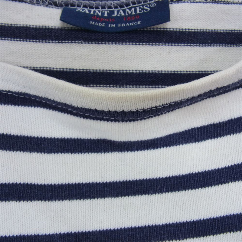 SAINT JAMES セントジェームス SABO ボーダー バスク シャツ 長袖 Tシャツ ネイビー系 36【中古】