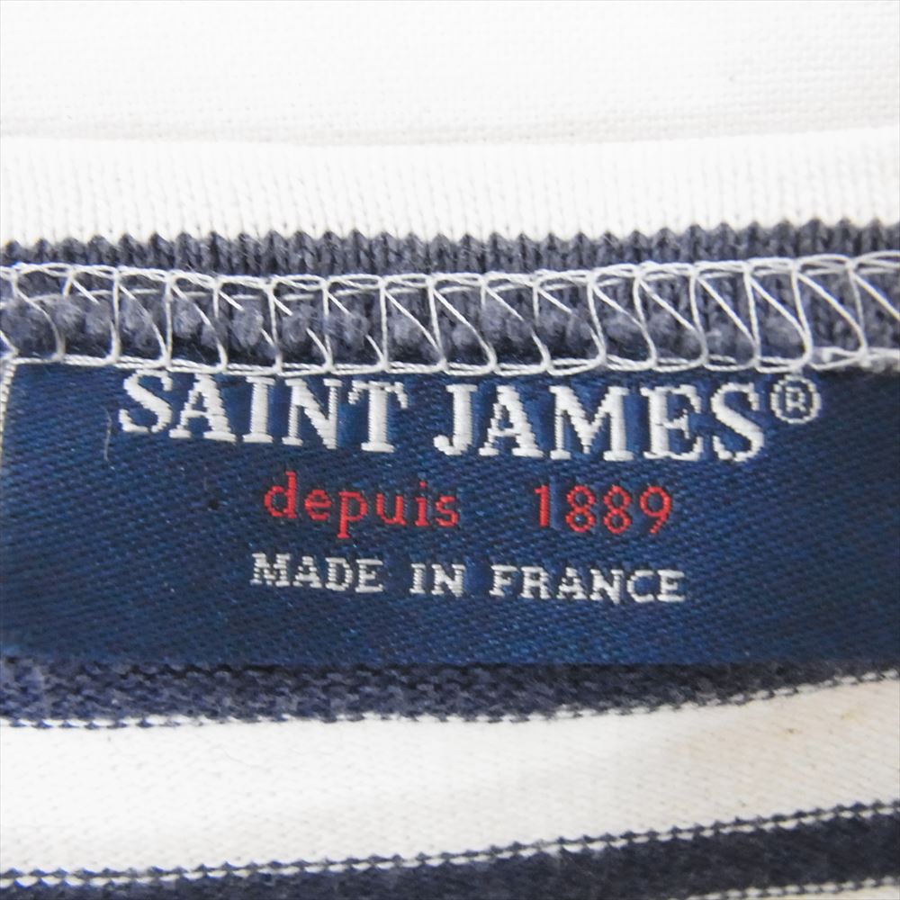 SAINT JAMES セントジェームス SABO ボーダー バスク シャツ 長袖 Tシャツ ネイビー系 36【中古】