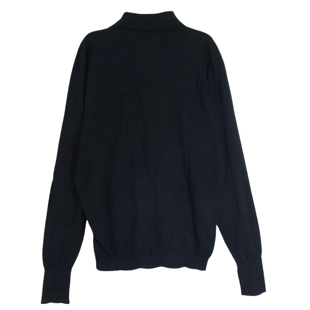 JOHN SMEDLEY ジョンスメドレー 英国製 コットン 長袖 ポロシャツ ブラック系 S【中古】