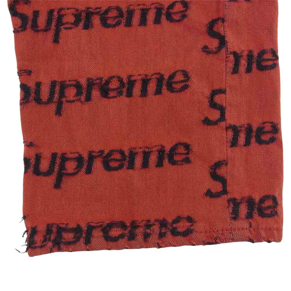 Supreme シュプリーム 21SS Frayed Logos Regular Jean 総柄 デニム パンツ レッド系 32【中古】