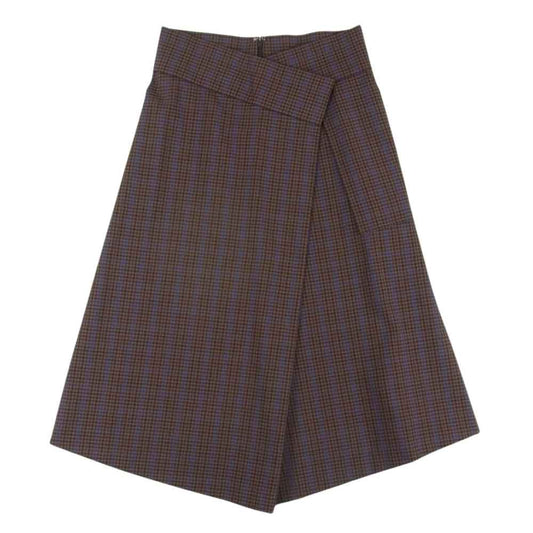 アストラット 5424-257-0156 ダブルクロス ラップ フレア チェック スカート ブラウン系 マルチカラー系 1【中古】