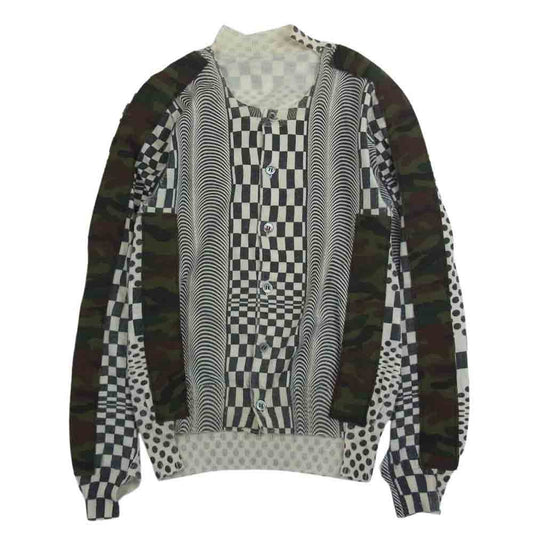 COMME des GARCONS コムデギャルソン AD2000 GN100050 本ライン アーカイブ 幾何学柄 カモフラライン パッチ カーディガン ホワイト系【中古】