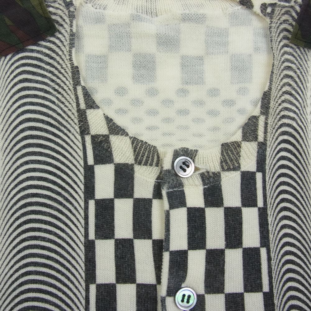 COMME des GARCONS コムデギャルソン AD2000 GN100050 本ライン アーカイブ 幾何学柄 カモフラライン パッチ カーディガン ホワイト系【中古】