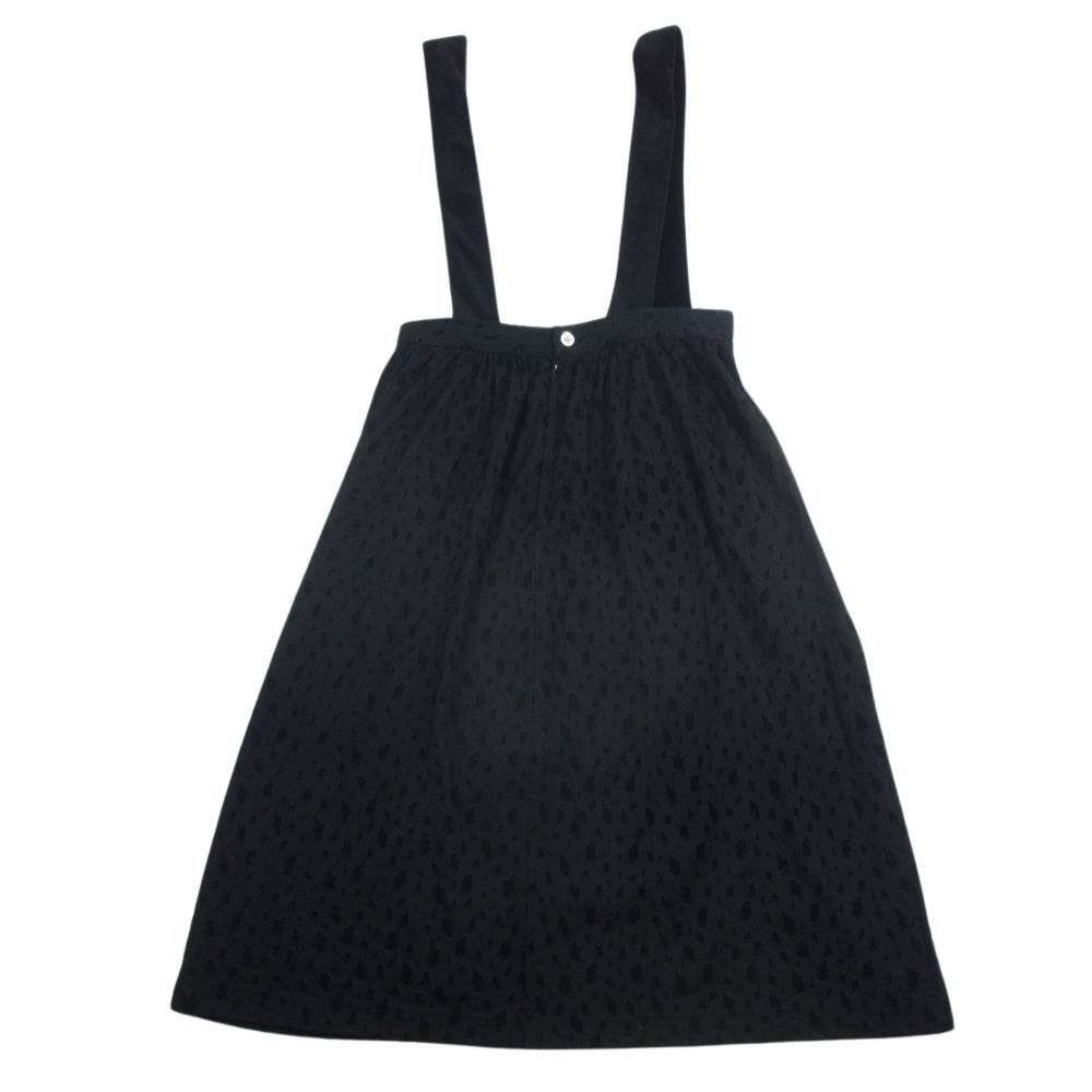 robe de chambre COMME des GARCONS ローブドシャンブルコムデギャルソン AD2001 RC-T025 アーカイブ フロッキー総柄プリント ニット生地 ベロアサスペンダー付き 吊りスカート ブラック系【中古】