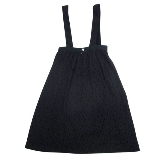 robe de chambre COMME des GARCONS ローブドシャンブルコムデギャルソン AD2001 RC-T025 アーカイブ フロッキー総柄プリント ニット生地 ベロアサスペンダー付き 吊りスカート ブラック系【中古】