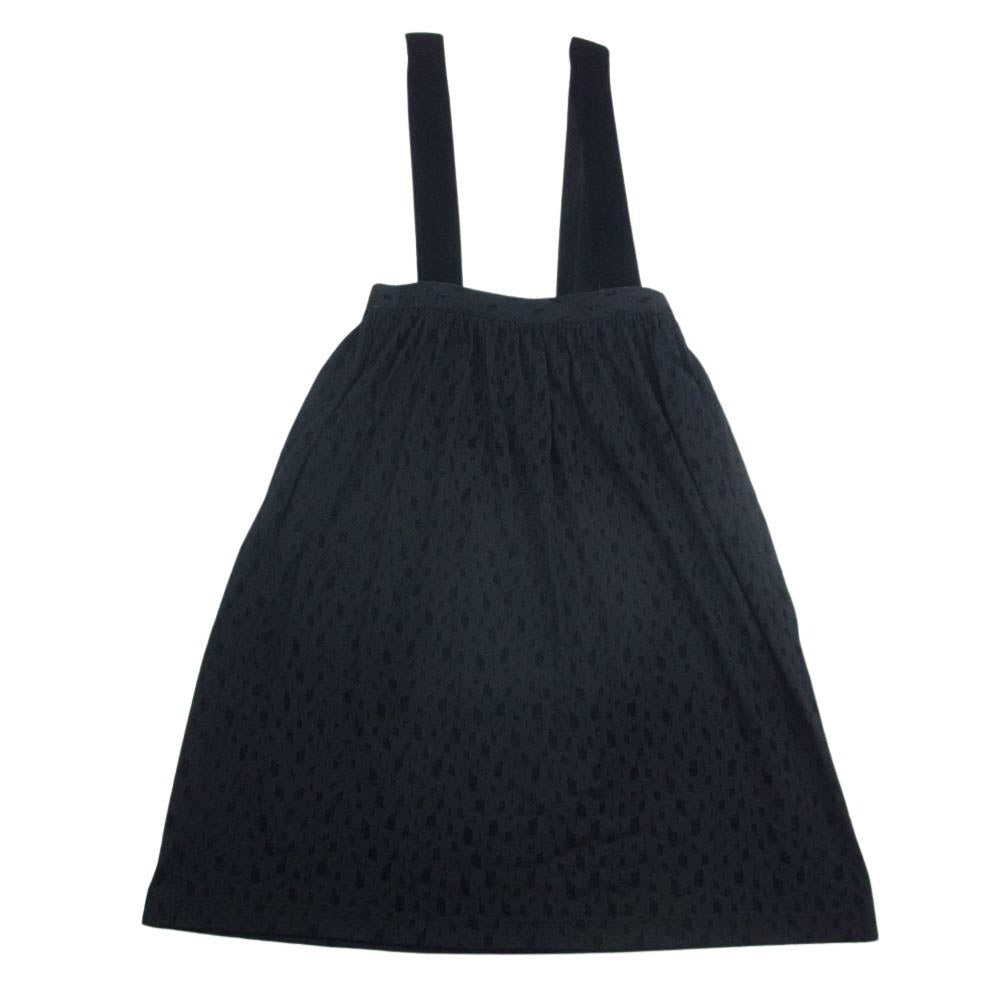 robe de chambre COMME des GARCONS ローブドシャンブルコムデギャルソン AD2001 RC-T025 アーカイブ フロッキー総柄プリント ニット生地 ベロアサスペンダー付き 吊りスカート ブラック系【中古】