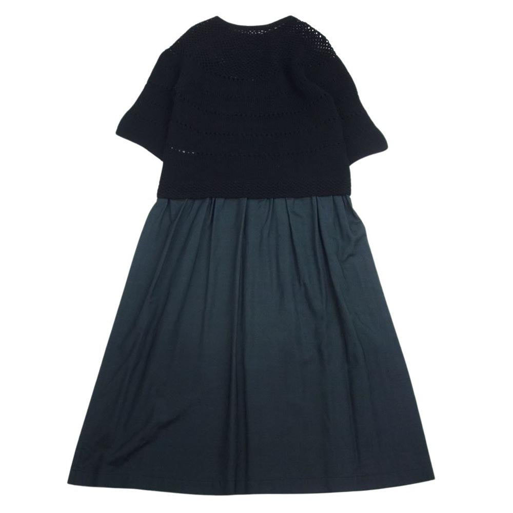 JUNYA WATANABE COMME des GARCONS ジュンヤワタナベコムデギャルソン AD1999 JO-040390 90sヴィンテージ シルクスカートドッキング ウール ニット ワンピース ブラック系 モスグリーン系【中古】