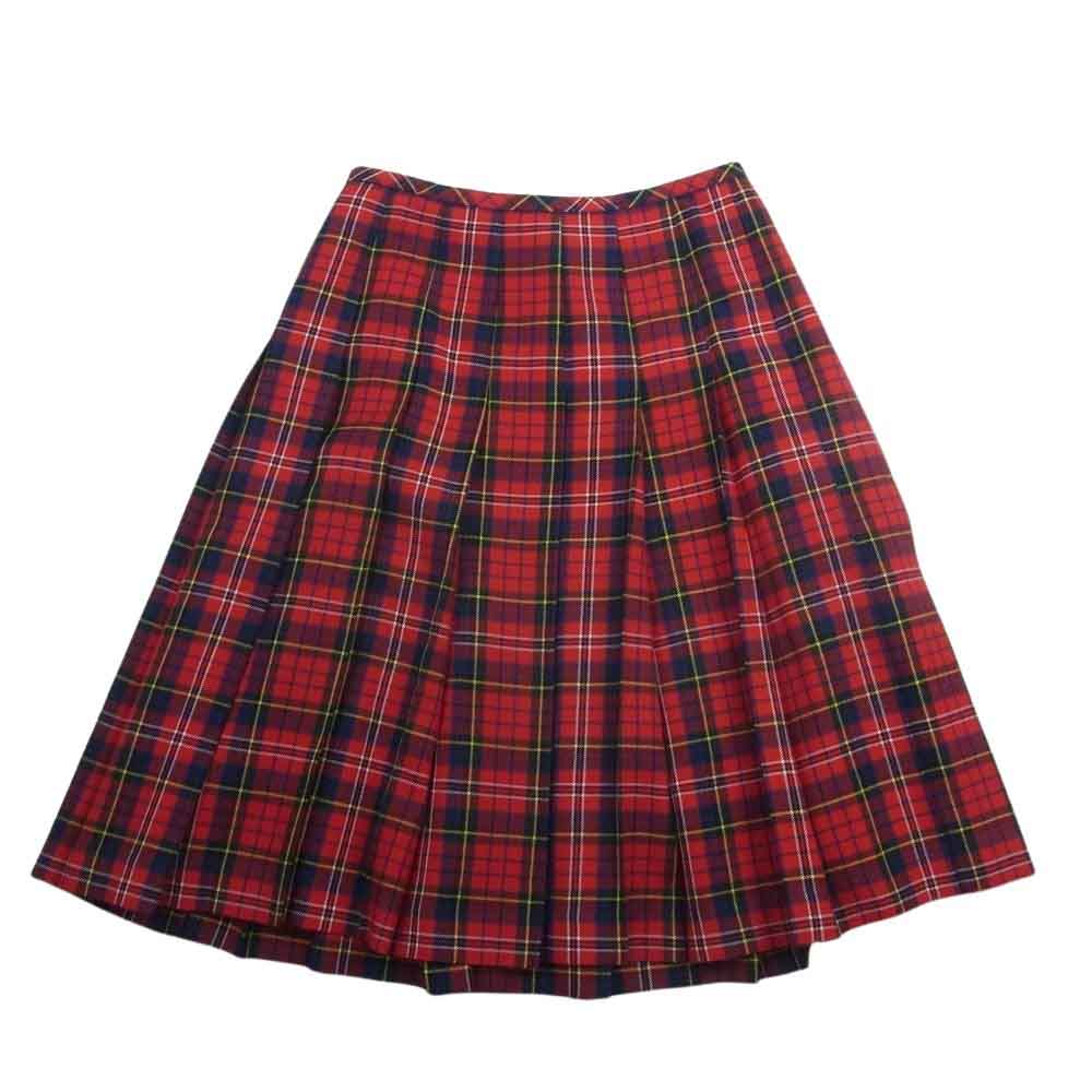 robe de chambre COMME des GARCONS ローブドシャンブルコムデギャルソン AD2002 RG-S010 アーカイブ タータンチェック ウール プリーツ スカート レッド系 L【中古】