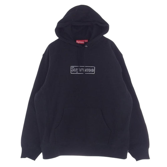 Supreme シュプリーム 21SS × KAWS カウズ Chalk Logo Hooded Sweatshirt チョーク ロゴ フーディー スウェットシャツ プルオーバー パーカー ブラック系 M【極上美品】【中古】