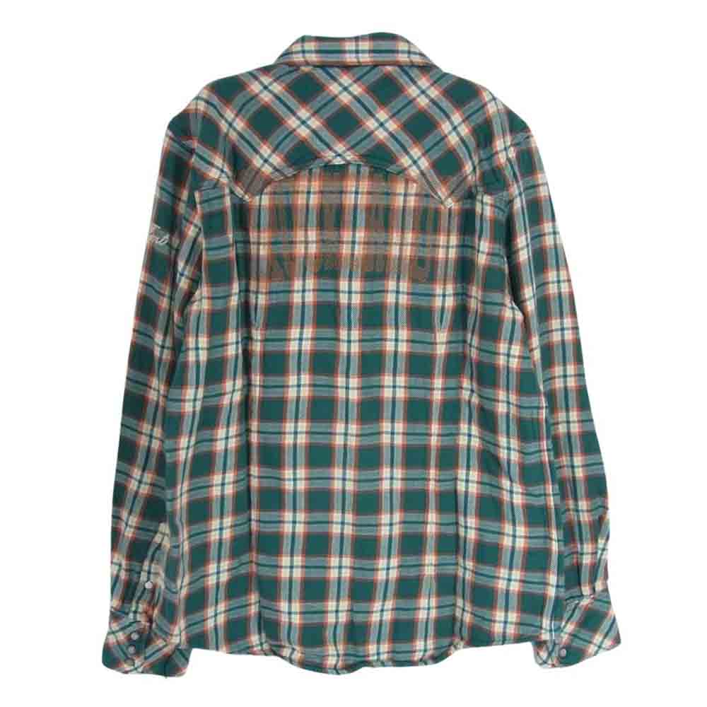 TMT ティーエムティー TSH-F16SP04 ORIGINAL DOUBLE GAUZE CHECK WESTERN SHIRTS ROCK CANDY インセンス別注 ダブル ガーゼ シャツ 長袖 グリーン系 M【美品】【中古】