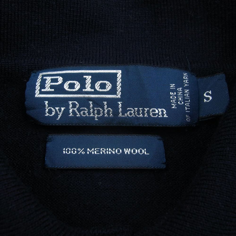 POLO RALPH LAUREN ポロ・ラルフローレン メリノウール ニット ポロシャツ ネイビー系 S【中古】