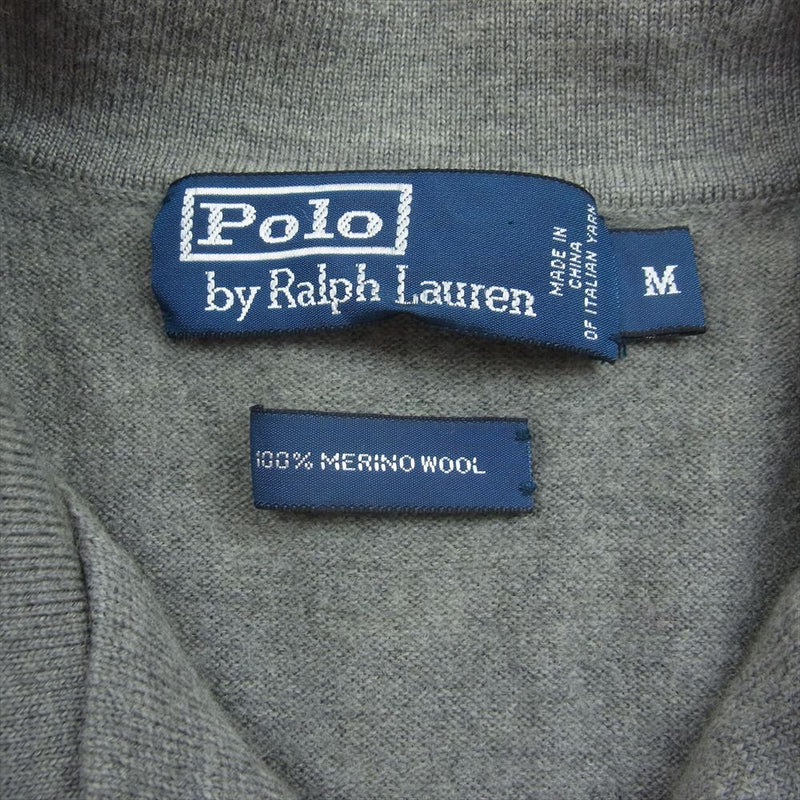 POLO RALPH LAUREN ポロ・ラルフローレン メリノウール ニット ポロシャツ グレー グレー系 M【中古】