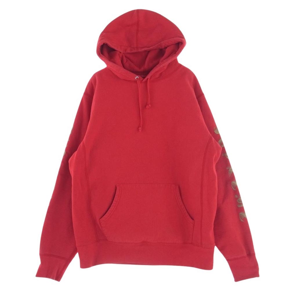 Supreme シュプリーム 18AW Gradient Sleeve Hooded Sweatshirt スリーブロゴ プルオーバー スウェット パーカー フーディー レッド系 M【中古】