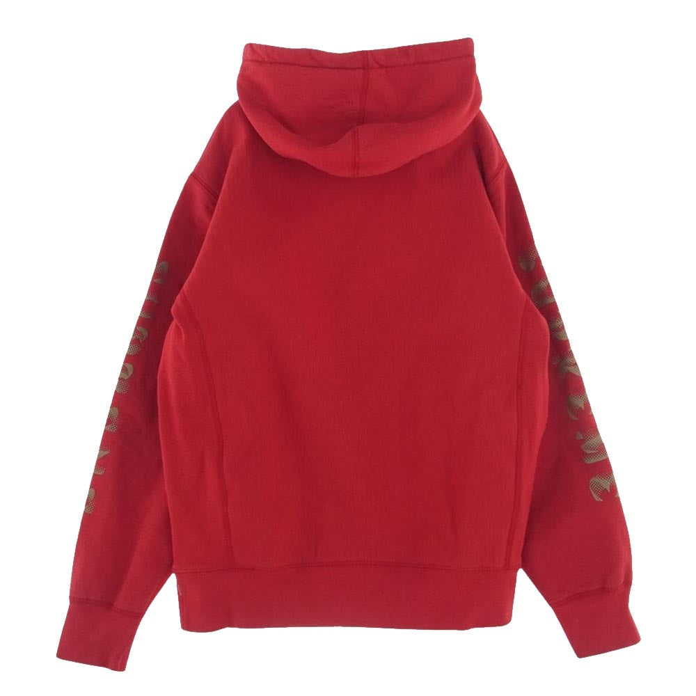 Supreme シュプリーム 18AW Gradient Sleeve Hooded Sweatshirt スリーブロゴ プルオーバー スウェット パーカー フーディー レッド系 M【中古】