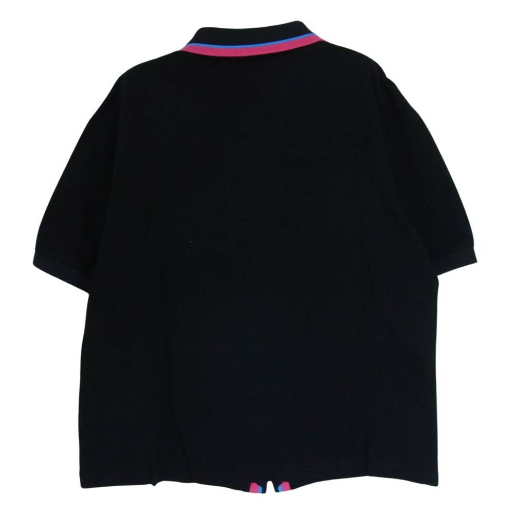 UNITED ARROWS ユナイテッドアローズ ＆SONS アンドサンズ ボックス シルエット 半袖 リンガー カノコ シャツ ブラック系 M【美品】【中古】