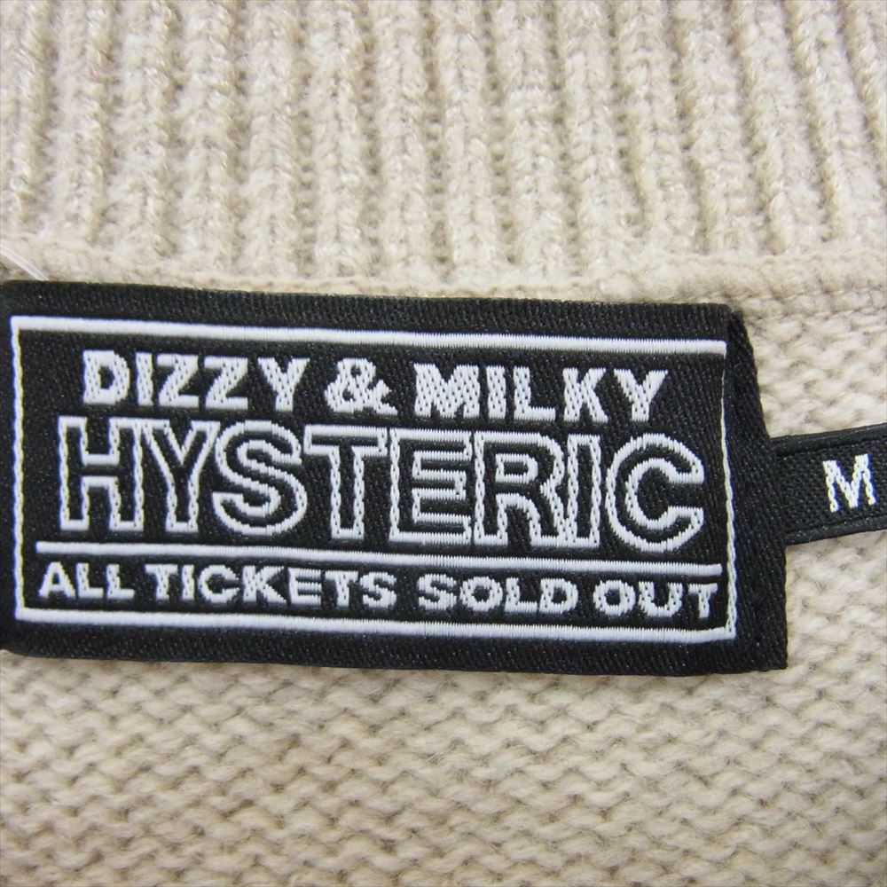 HYSTERIC GLAMOUR ヒステリックグラマー 02213NS10 KINKY WOMAN 刺繍 袖ワッペン ウール カシミア カシミヤ プルオーバー 長袖 ニット ベージュ系 M【中古】