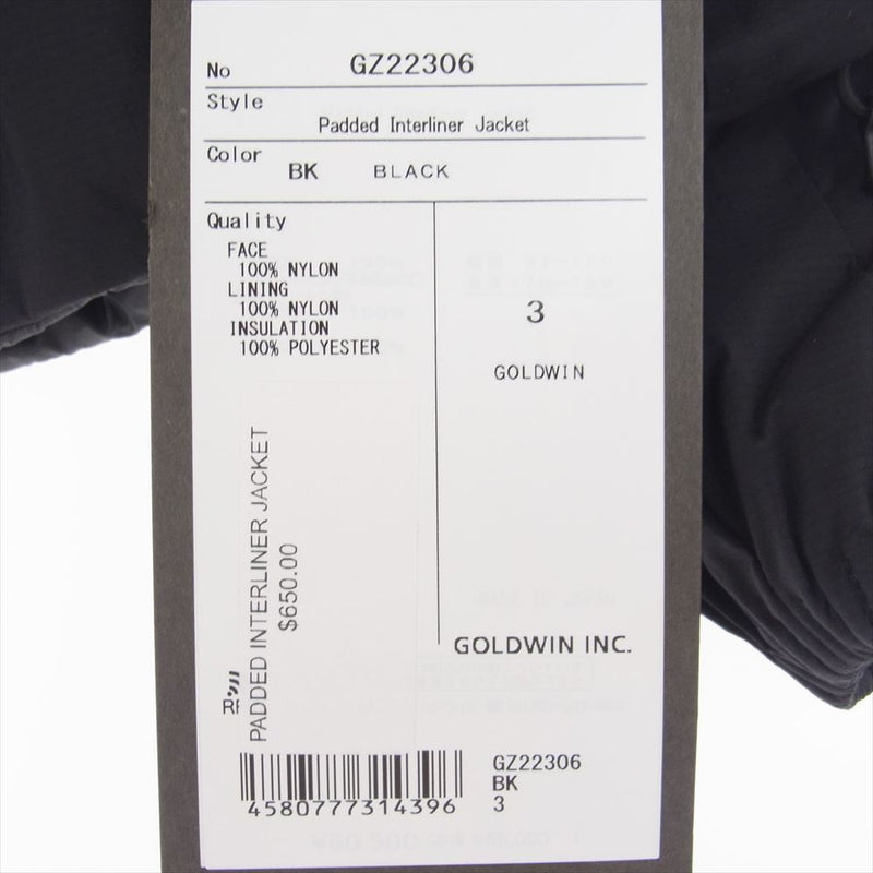 ゴールドウィン GZ22306 Padded Interliner Jacket パデッド インター ライナー ジャケット ブラック サイズ3 ブラック系 3【極上美品】【中古】
