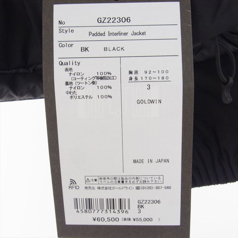 ゴールドウィン GZ22306 Padded Interliner Jacket パデッド インター ライナー ジャケット ブラック サイズ3 ブラック系 3【極上美品】【中古】