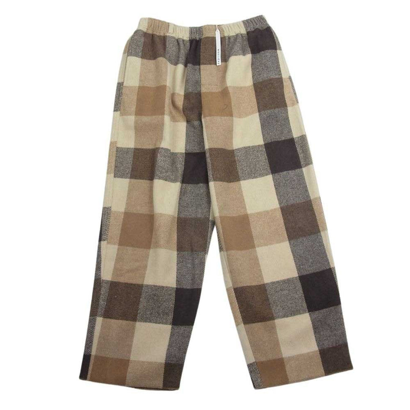 ウェンズデイ wzd-S4-3014 RELAX EASY BLOCK CHECK WOOL PANTS リラックス イージー ブロック チェック ウール パンツ ベージュ系 L【新古品】【未使用】【中古】