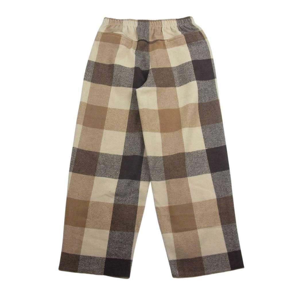 ウェンズデイ wzd-S4-3014 RELAX EASY BLOCK CHECK WOOL PANTS リラックス イージー ブロック チェック ウール パンツ ベージュ系 L【新古品】【未使用】【中古】