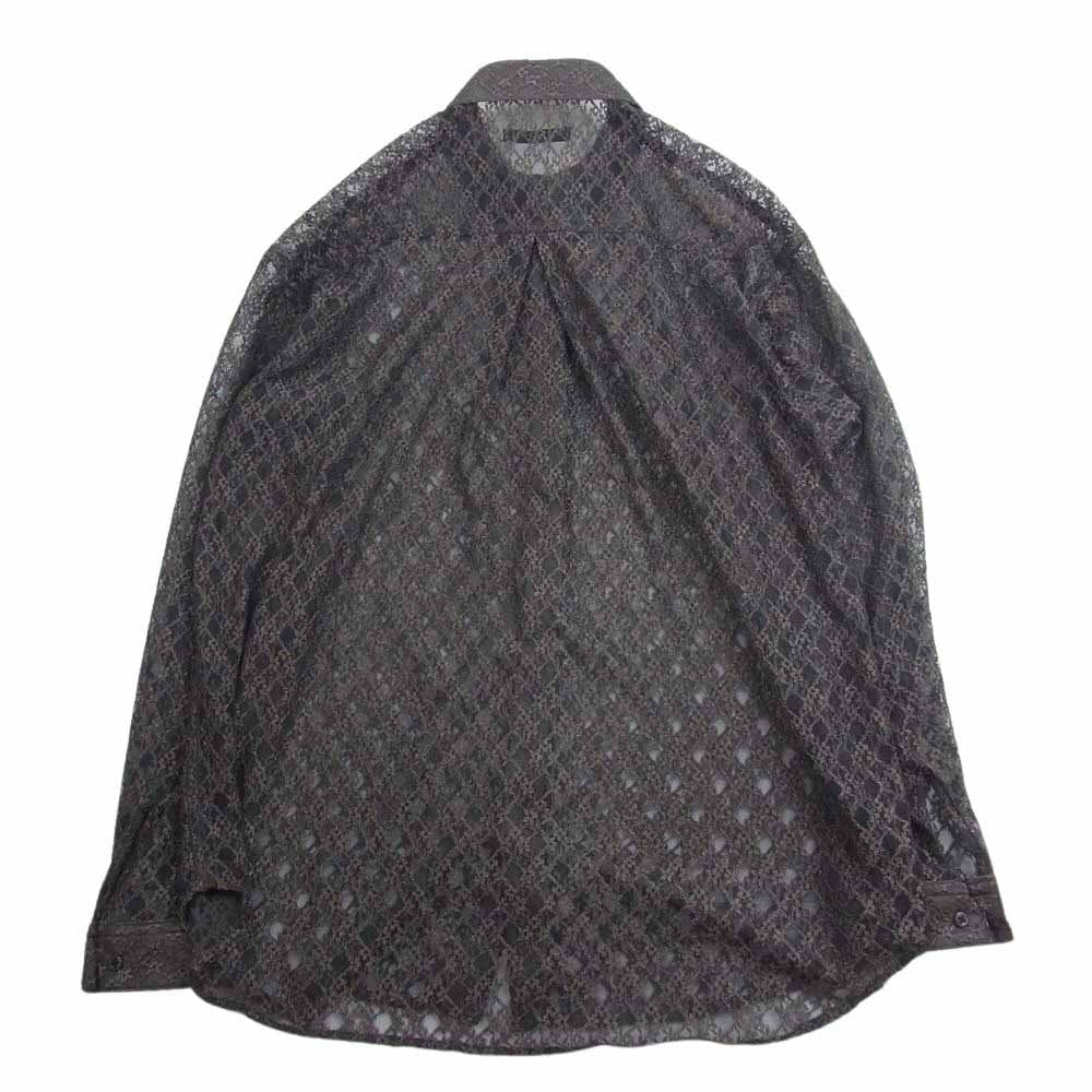 ユハ 10190701 RUSSEL LACE LS SHIRT ラッセル編み レース 長袖 シャツ ブラウン系 3【新古品】【未使用】【中古】