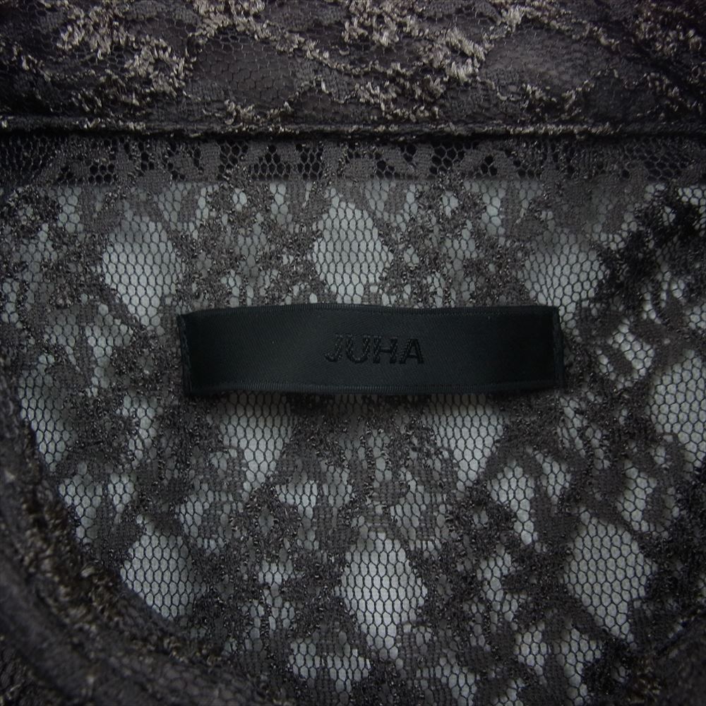 ユハ 10190701 RUSSEL LACE LS SHIRT ラッセル編み レース 長袖 シャツ ブラウン系 3【新古品】【未使用】【中古】