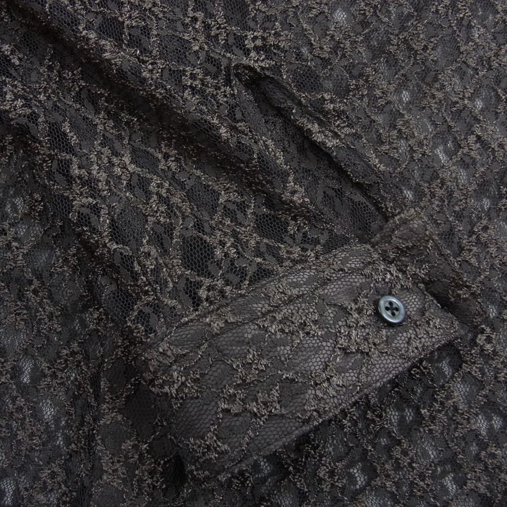 ユハ 10190701 RUSSEL LACE LS SHIRT ラッセル編み レース 長袖 シャツ ブラウン系 3【新古品】【未使用】【中古】
