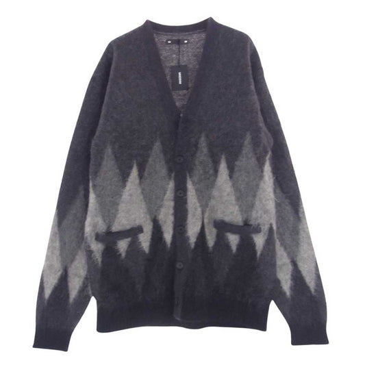 MINEDENIM マインデニム 2210-6002-97-032 Kid Mohair Argyle Washed Knit Long Cardigan キッド モヘア アーガイル ウォッシュ ニット ロング カーディガン グレー系 ブラック系 3【新古品】【未使用】【中古】