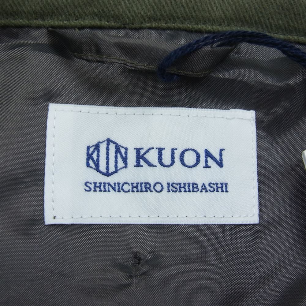 クオン 23AW 143JK040405 Tonal Patchwork Jacket 異素材切替 ドッキング オーバーサイズ トナル パッチワーク ジャケット カーキ系 M【新古品】【未使用】【中古】