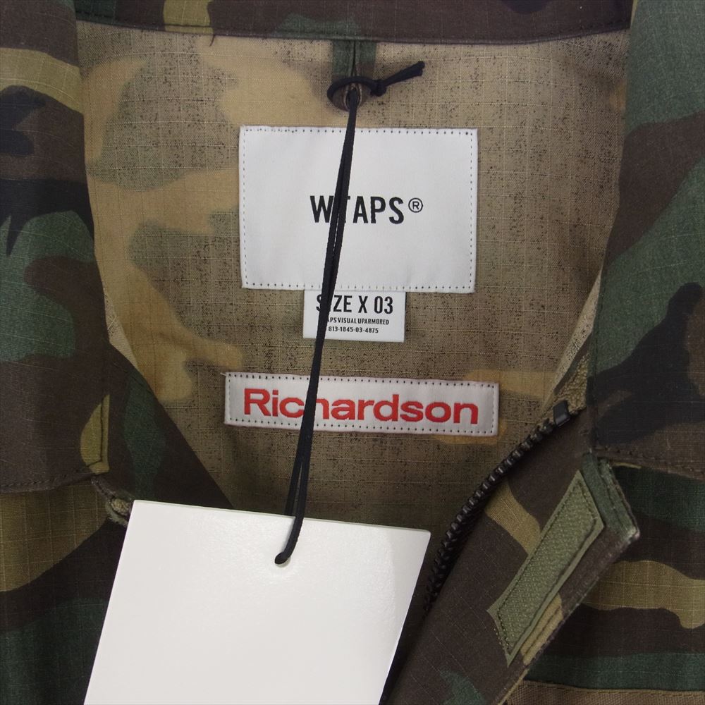 WTAPS ダブルタップス 20AW 202BRRID-SHM01S × Richardson リチャードソン BUDS LS COTTON RIPSTOP CAMO RICHARDSON バッズ リップストップ カモ 長袖 シャツ カーキ系 3【新古品】【未使用】【中古】