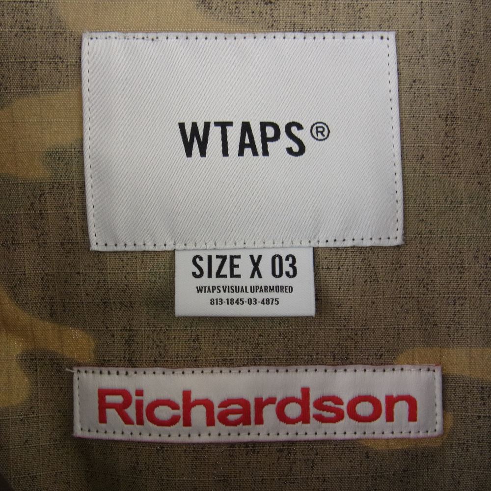 WTAPS ダブルタップス 20AW 202BRRID-SHM01S × Richardson リチャードソン BUDS LS COTTON RIPSTOP CAMO RICHARDSON バッズ リップストップ カモ 長袖 シャツ カーキ系 3【新古品】【未使用】【中古】