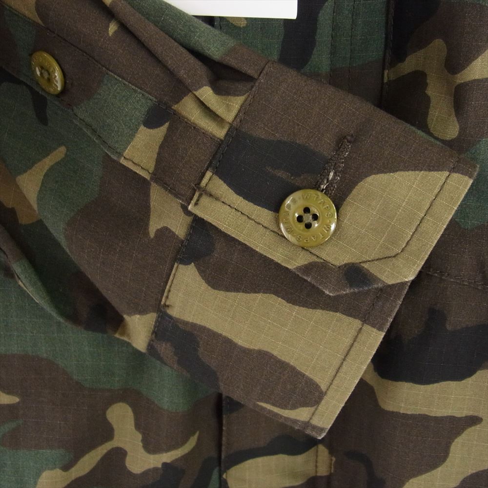 WTAPS ダブルタップス 20AW 202BRRID-SHM01S × Richardson リチャードソン BUDS LS COTTON RIPSTOP CAMO RICHARDSON バッズ リップストップ カモ 長袖 シャツ カーキ系 3【新古品】【未使用】【中古】
