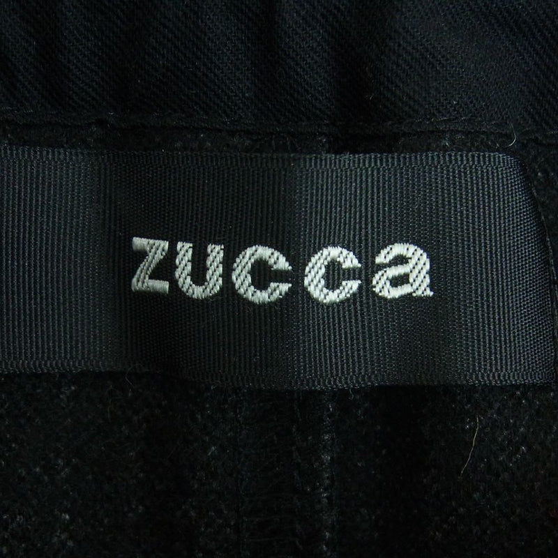 ZUCCa ズッカ ZU63JF002 日本製 ウール ベルテッド ストライプ ワイド パンツ ブラック系 S【中古】