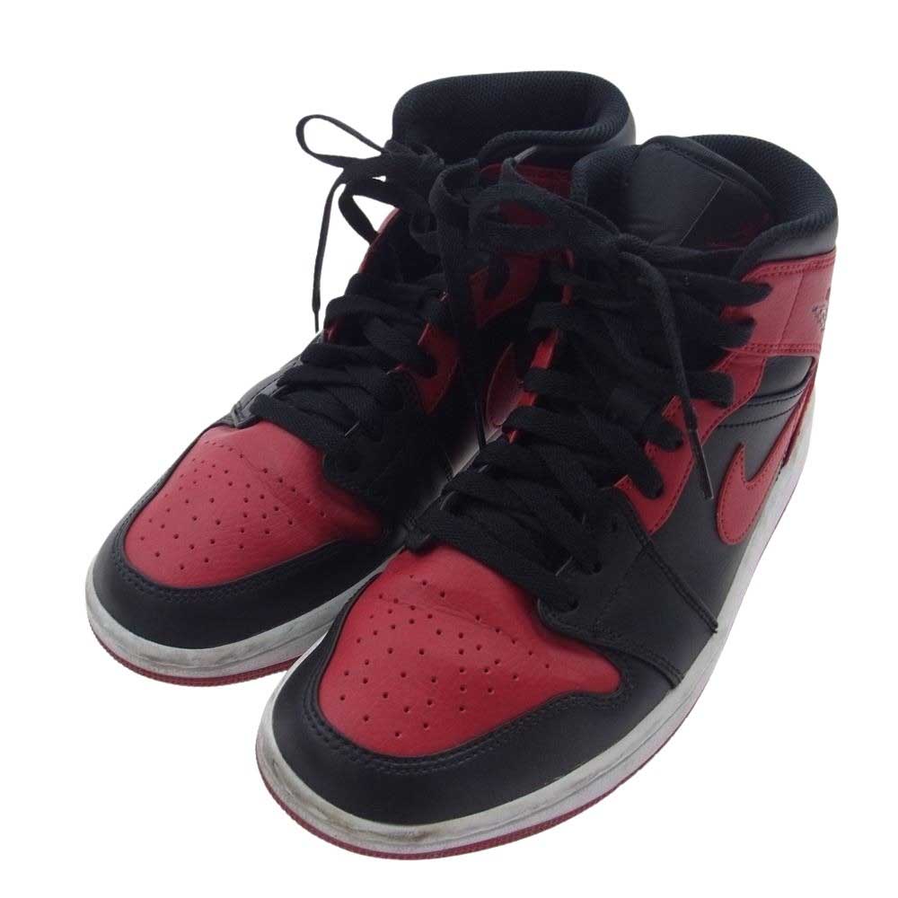 NIKE AIR JORDAN ナイキ ジョーダン 554724-074 1 AJ1 Mid Bred ミッド スニーカー レッド系 ブラック系 25.5cm【中古】