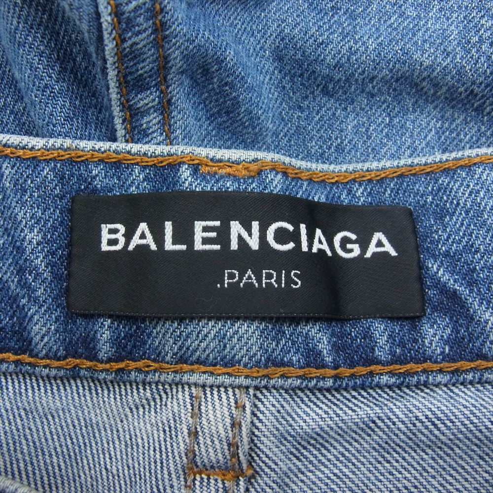 BALENCIAGA バレンシアガ 17SS 460800 ヴィンテージ ウォッシュ加工 ボタンフライ デニム パンツ インディゴブルー系 28【中古】