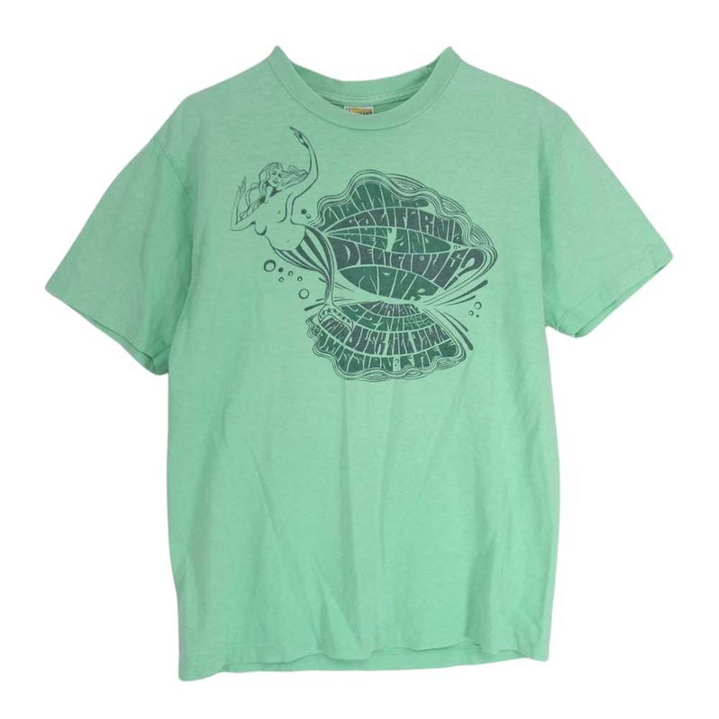 STANDARD CALIFORNIA スタンダードカリフォルニア 人魚 ロゴプリント クルーネック 半袖 Tシャツ ライトグリーン系 S【中古】