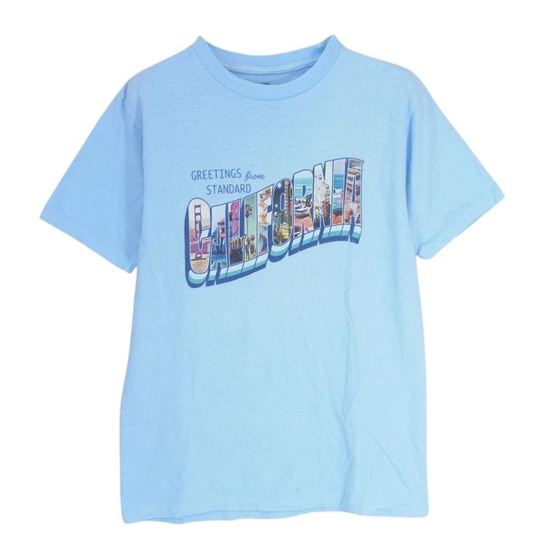 STANDARD CALIFORNIA スタンダードカリフォルニア CALIFORNIA カリフォルニア ロゴプリント クルーネック 半袖 Tシャツ ライトブルー系 S【中古】